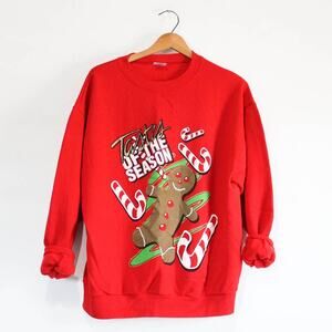 Vintage Gingerbread Man Christmas Sweatshirt Large